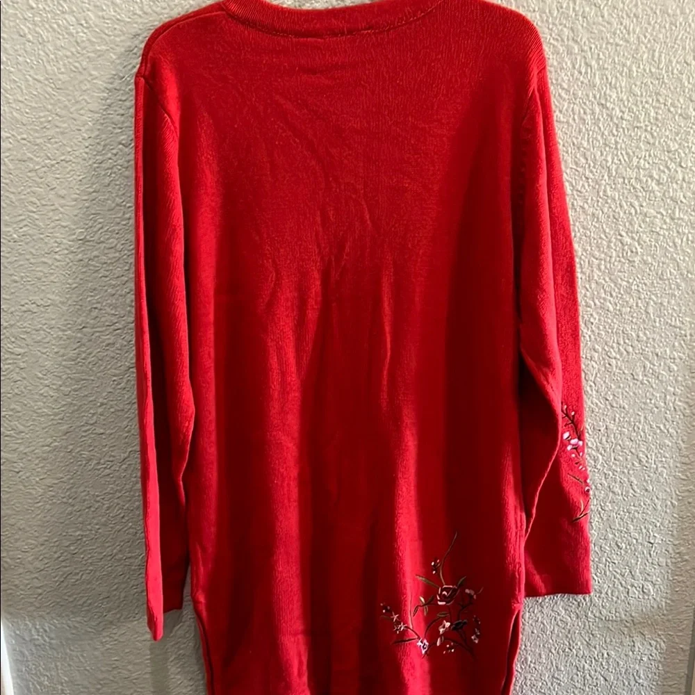 YiLin Women’s Red Embroidered Sweater Cardigan size L